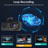 3 Channel Dash Cam Front Inside Rear Vehicle Driving Recorder Car DVR With 32G MMC Card G Sensor Motion Detection Parking Monitor Loop Recording